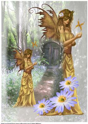 Fairy in Her Woodland Home Floral A4 Topper
