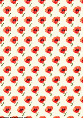 Poppy on Cream Small Flower Backing Paper