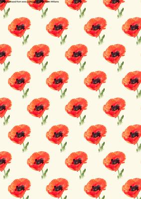 Poppy on Cream Background Large Flower