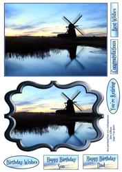 Windmill Silhouette Sunset Topper