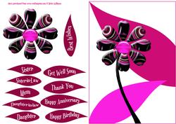 Funky Swirl Flowers in Black & Pink