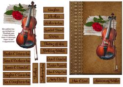 Violin & Red Rose Multi Occasion Card Front