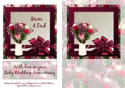 Rose & Protea Bouquet Ruby Anniversary Card