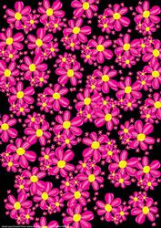 Funky Pink Floral Paper on Black. Smaller Flower