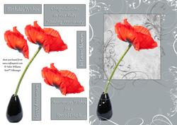Red Poppy on Grey Swirl Step by Step