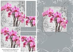 Pink Orchid on Grey Swirl Pyramid