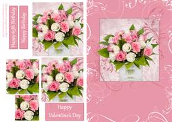 Pink & White Rose Posy Swirl Pyramid