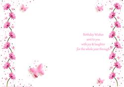 Pink Gerbera & Butterfly Wishes Birthday Insert