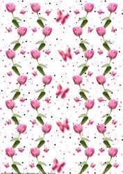 Pink Tulip & Butterfly Wishes Backing Paper