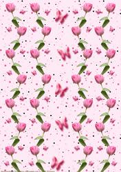 Pink Tulip & Butterfly Wishes Backing Paper Pink