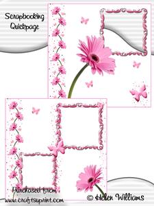 Pink Gerbera & Butterfly Wishes 12x12inch Scrap Pages