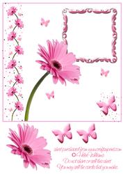 Pink Gerbera & Butterfly Wishes 8x8 Inch Topper