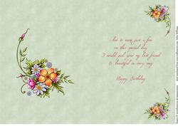 Painted Flowers on Green Insert for Birthday