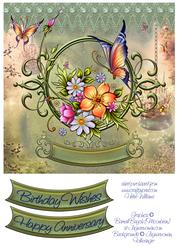 Butterfly & Floral Wishes 8x8inch Topper
