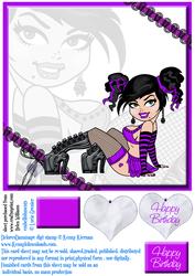 Delores Dammage Purple Ribbon & Heart Card Topper 8x8 Inch
