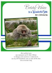 Baboon Son Birthday 8x8inch Card Front