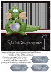 Dragon Key to My Heart Anniversary / Valentine Card Front