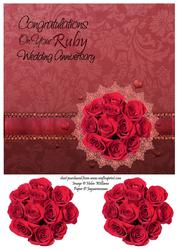 Ruby Wedding Roses 8x8 Inch Topper