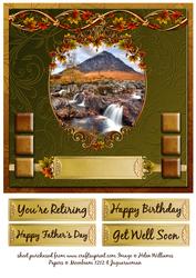 Scottish Mountain on Autumn Gold 8x8inch Topper