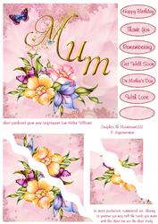 Mum Pink Flowers & Butterfly Corner Stacker
