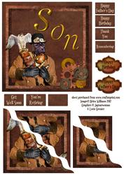 Steampunk Staffordshire Bull Terrier Corner Stacker for Son