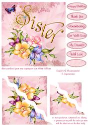 Sister Pink Flowers & Butterfly Corner Stacker