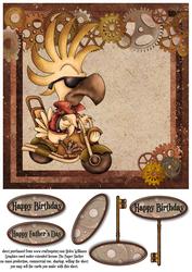 Vintage Cuckoo Motorcycle Topper 8x8inchstep by Step