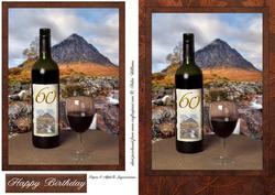 60th Bottle of Wine & Landscape Card Front