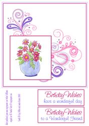 Pot of Flowers & Swirls 8x8inch Topper
