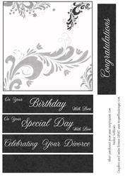 Black & White Swirls Wedding 6inch Insert
