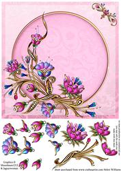 Jewel Flowers Pretty on Pink 8x8inch Step by Step