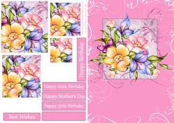 Pink & Yellow Floral Swirl A5 Pyramid