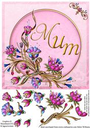 Jewel Flowers Pretty on Pink Mum 8x8inch Step by Step