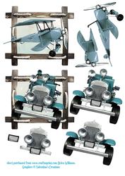Vintage Inspired Planes & Automobiles Step by Step Layers