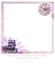 Vintage Inspired Car and Time in Purple Insert