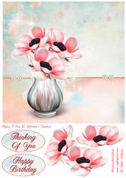Pink Anemone Blush 8x8inch Topper