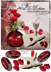 Red Rose & Letters of Love 8x8inch You Left Me No Choice