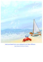 Bath at the Beach 8x8inch Insert Crab & Boat