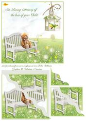 Bench & Teddy Loving Memory of Loss of Child Corner Stacker