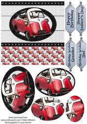Vintage Car in Red 6inch Oval Pyramid