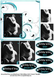 Staffordshire Bull Terrier in Mono on Blue Swirls 2 Pyramid