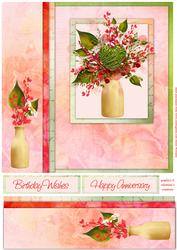 Bookmark Border 8x8inch Floral in Red & Green Plain Topper
