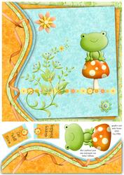 Swirl Border Stacker Little Frog 8x8inch Card Front