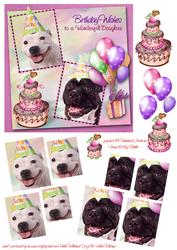 White Staffie & Brindle Staffie Daughter Birthday Pyramid
