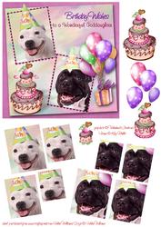 White Staffie & Brindle Staffy Goddaughter Birthday Pyramid