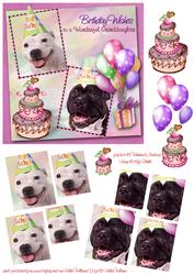 White Staffy & Brindle Staffy Grandaughter Birthday Pyramid