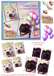 White Staffie & Brindle Staffie Godson Birthday Pyramid