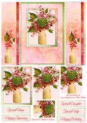 Bookmark Border / Stacker Card Red & Green Flowers 6inch