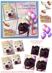 White Staffie & Brindle Staffie Son Birthday Pyramid
