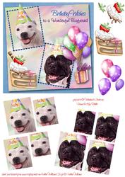 White Staffie & Brindle Staffie Boyfriend Birthday Pyramid